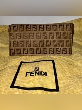 Fendi Brown Monogram Canvas Wallet with Tan Interior